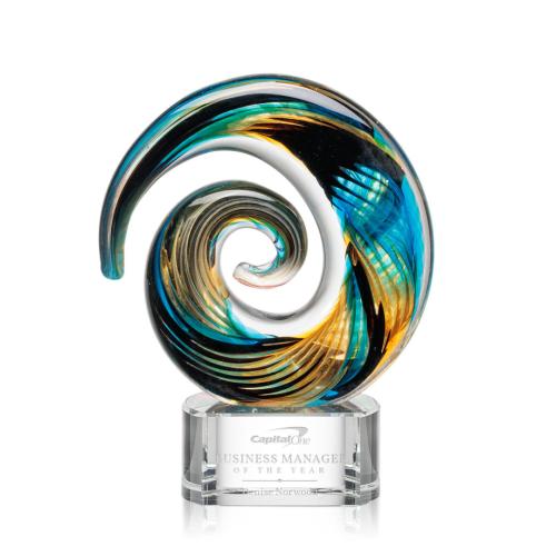 Awards and Trophies - Crystal Awards - Glass Awards - Art Glass Awards - Nazare Clear on Paragon Circle Glass Award