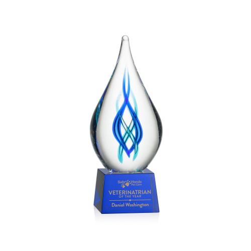 Awards and Trophies - Crystal Awards - Glass Awards - Art Glass Awards - Warrington on Robson Base - Blue