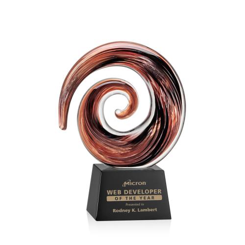 Awards and Trophies - Crystal Awards - Glass Awards - Art Glass Awards - Brighton Black on Robson Circle Glass Award