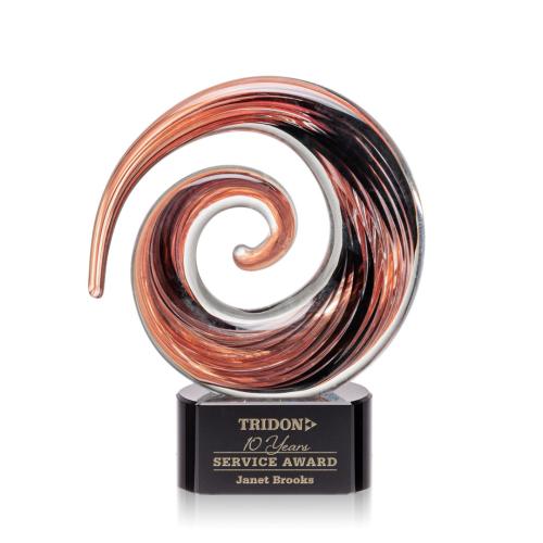 Awards and Trophies - Crystal Awards - Glass Awards - Art Glass Awards - Brighton Black on Paragon Circle Glass Award