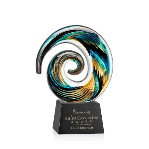 Awards and Trophies - Crystal Awards - Glass Awards - Art Glass Awards - Nazare Black on Robson Circle Glass Award