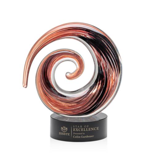 Awards and Trophies - Crystal Awards - Glass Awards - Art Glass Awards - Brighton Black on Stanrich Circle Glass Award