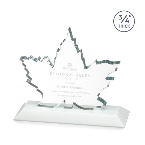 Awards and Trophies - Maple Leaf White Unique Crystal Award