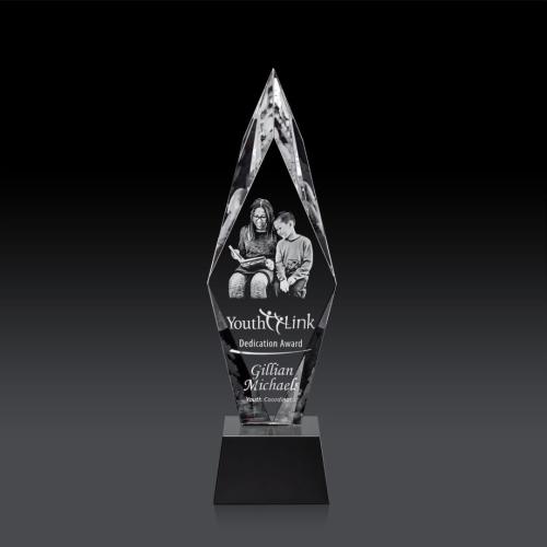 Awards and Trophies - Manilow Black on Robson Base (3D) Diamond Crystal Award