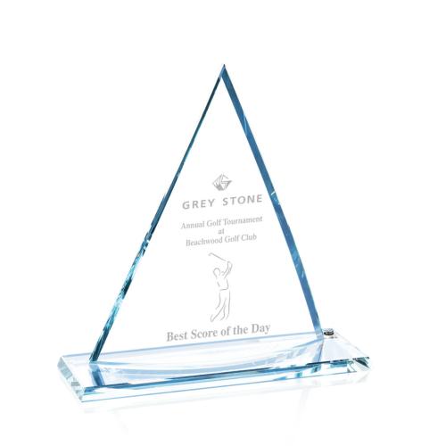 Awards and Trophies - Curved Oxford Starfire Pyramid Crystal Award
