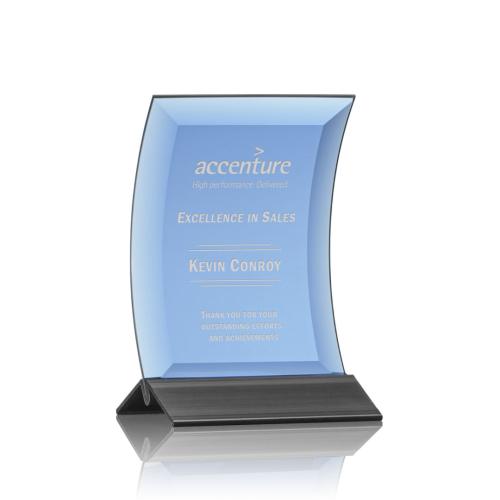 Awards and Trophies - Dominga Blue/Black Crescent Crystal Award