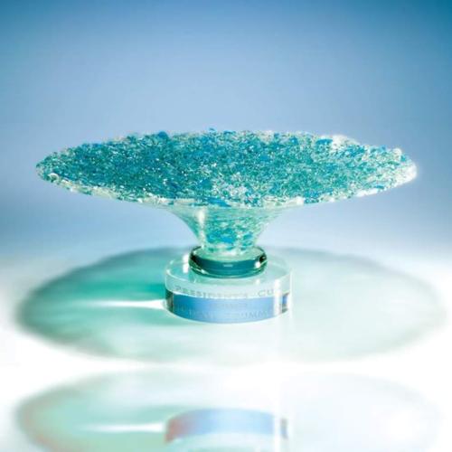 Awards and Trophies - Crystal Awards - Glass Awards - Art Glass Awards - Kaleidoscope  Aquamarine Cup Glass Award