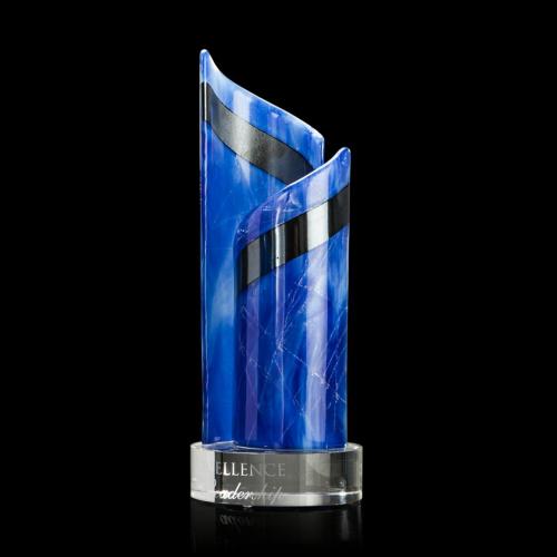 Awards and Trophies - Crystal Awards - Glass Awards - Art Glass Awards - Shadow Dancer Blue Unique Glass Award