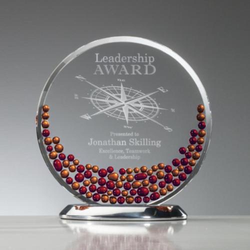 Awards and Trophies - Crystal Awards - Glass Awards - Art Glass Awards - Denali Red Circle Glass Award