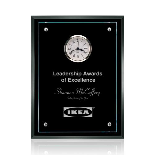 Awards and Trophies - Plaque Awards - Somerset Clock - Starfire/Black