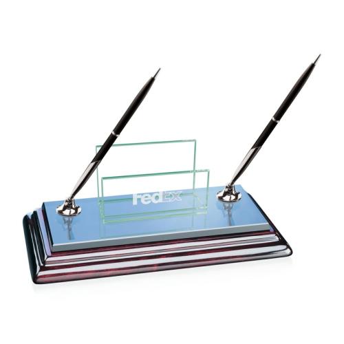 Corporate Gifts - Desk Accessories - Business Card Holders - Sommerville Cardholder/Pen Set - Double