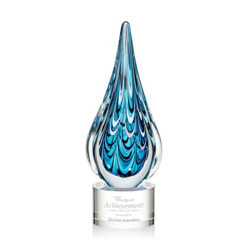 Awards and Trophies - Crystal Awards - Glass Awards - Art Glass Awards - Worchester Clear on Marvel  Base Tear Drop Glass Award