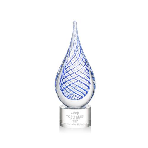 Awards and Trophies - Crystal Awards - Glass Awards - Art Glass Awards - Kentwood Clear on Marvel Base Tear Drop Glass Award
