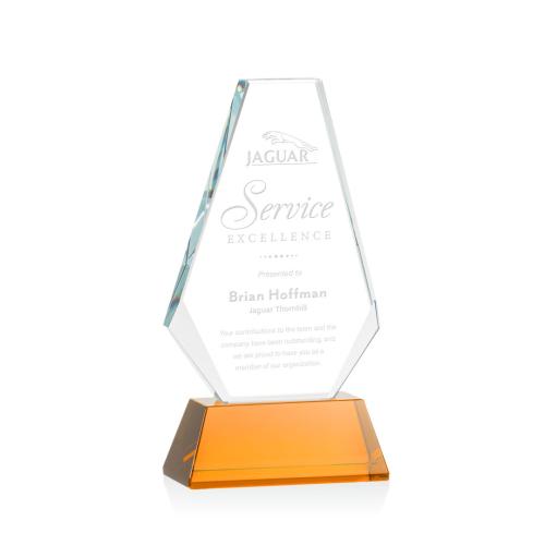 Awards and Trophies - Kingsley Amber Polygon Crystal Award