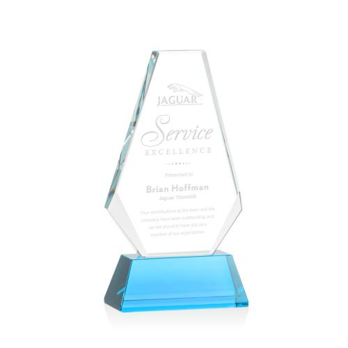 Awards and Trophies - Kingsley Sky Blue Polygon Crystal Award