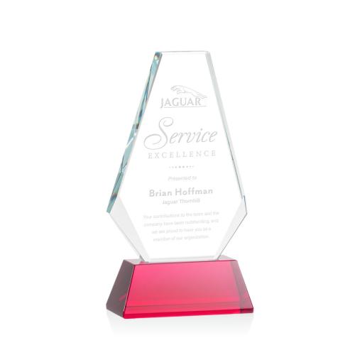 Awards and Trophies - Kingsley Red Polygon Crystal Award