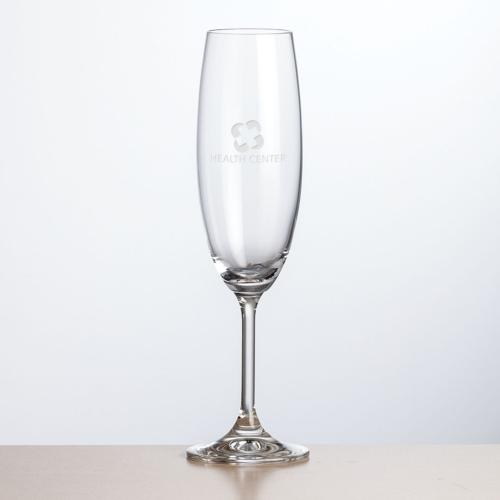 Corporate Gifts - Barware - Champagne Flutes - Naples Flute - Deep Etch 7.5oz