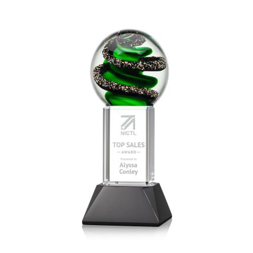 Awards and Trophies - Crystal Awards - Glass Awards - Art Glass Awards - Zodiac Towers on Stowe Base Glass Award