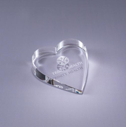 Awards and Trophies - Crystal Awards - Heart Paperweight