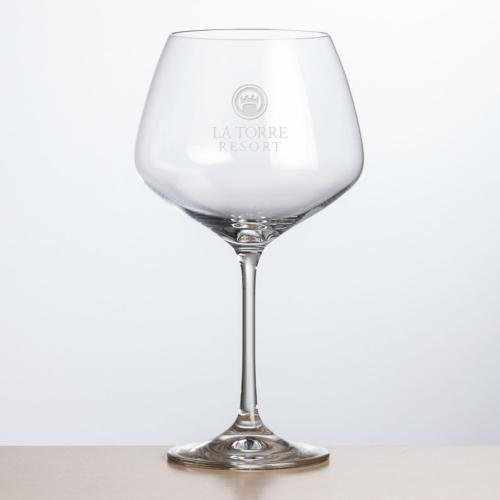 Corporate Gifts - Barware - Wine Glasses - Oldham Burgundy Wine - Deep Etch
