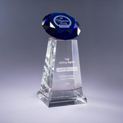 Awards and Trophies - Crystal Awards - Diamond Spire - Blue