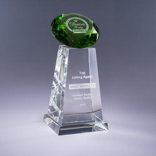 Awards and Trophies - Crystal Awards - Diamond Spire - Green