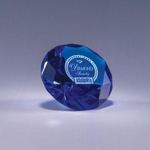 Corporate Gifts - Desk Accessories - Paperweights - Diamond Paperweight - Blue
