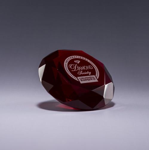 Corporate Gifts - Desk Accessories - Paperweights - Diamond Paperweight - Red