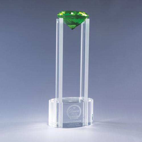Awards and Trophies - Crystal Awards - Sky Diamond - Green