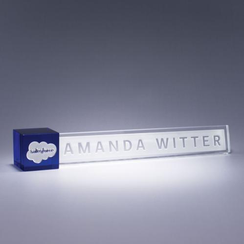 Awards and Trophies - Crystal Awards - Accent Nameplate - Blue