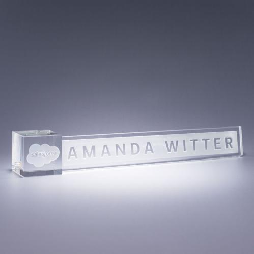 Awards and Trophies - Crystal Awards - Accent Nameplate - Clear
