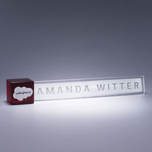 Awards and Trophies - Crystal Awards - Accent Nameplate - Red