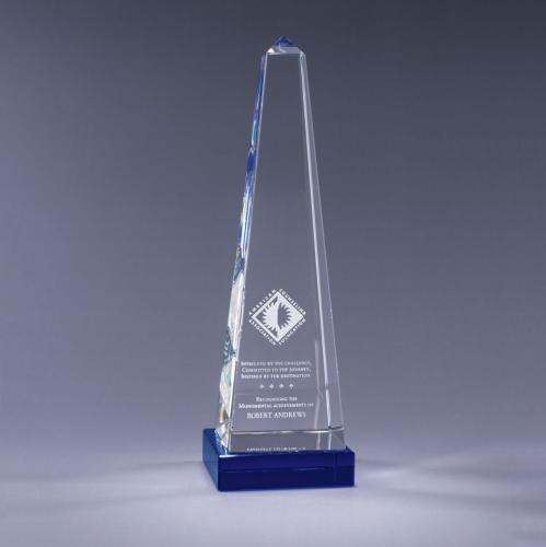 Awards and Trophies - Crystal Awards - Obelisk - Blue