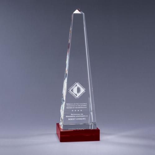 Awards and Trophies - Crystal Awards - Obelisk - Red
