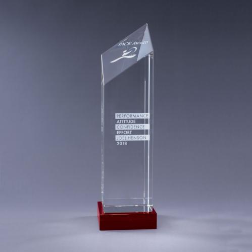 Awards and Trophies - Crystal Awards - Colored Crystal Awards - Encore - Red