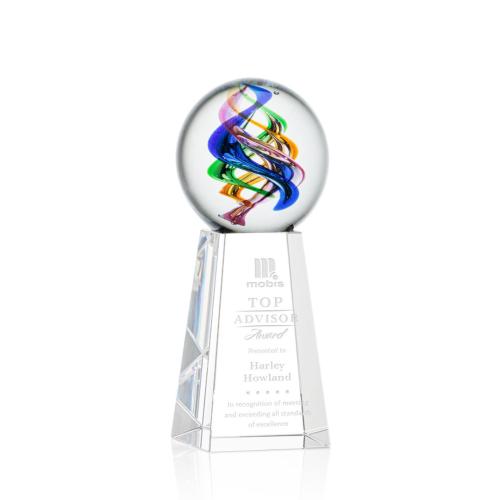 Awards and Trophies - Crystal Awards - Glass Awards - Art Glass Awards - Galileo Globe on Novita Base Glass Award
