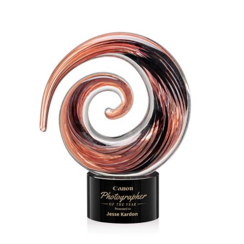 Awards and Trophies - Crystal Awards - Glass Awards - Art Glass Awards - Brighton Black on Marvel Circle Glass Award