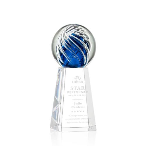 Awards and Trophies - Crystal Awards - Glass Awards - Art Glass Awards - Genista Globe on Novita Base Glass Award