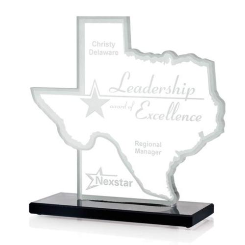Awards and Trophies - Texas Starfire/Ebony Unique Crystal Award