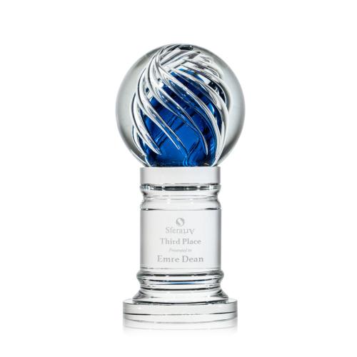 Awards and Trophies - Crystal Awards - Glass Awards - Art Glass Awards - Genista Globe on Colverstone Base Glass Award
