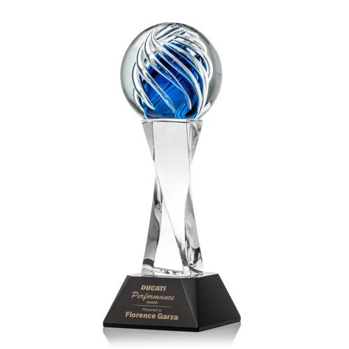 Awards and Trophies - Crystal Awards - Glass Awards - Art Glass Awards - Genista Black on Langport Base Towers Glass Award
