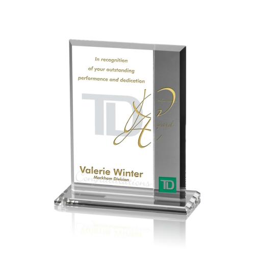 Awards and Trophies - Claremont Grey Rectangle Crystal Award