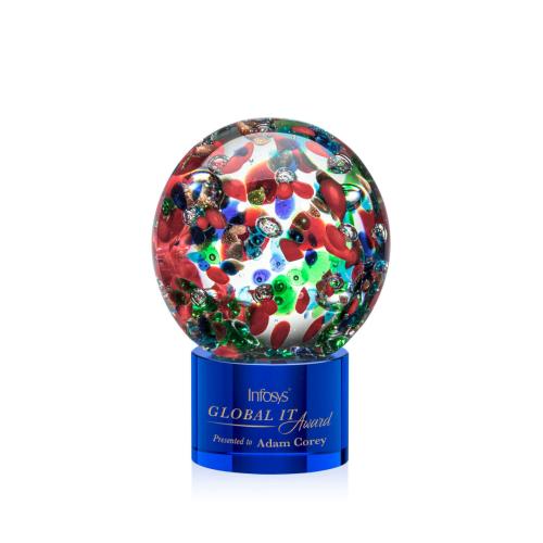 Awards and Trophies - Fantasia Blue on Marvel Base Globe Glass Award