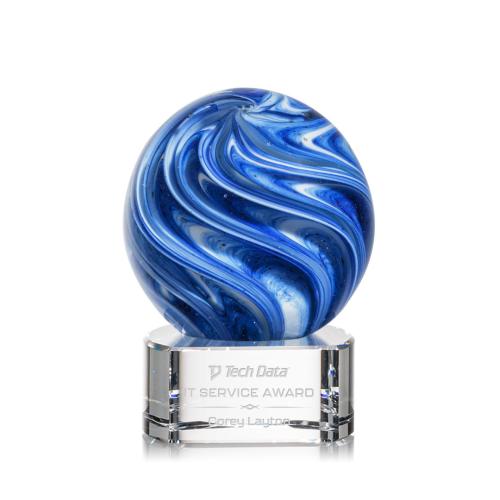 Awards and Trophies - Crystal Awards - Glass Awards - Art Glass Awards - Naples Clear on Paragon Base Globe Glass Award