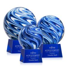 Employee Gifts - Naples Blue on Robson Base Globe Glass Award
