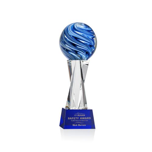 Awards and Trophies - Crystal Awards - Glass Awards - Art Glass Awards - Naples Globe on Grafton Base Glass Award
