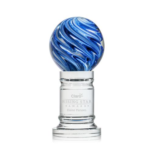 Awards and Trophies - Crystal Awards - Glass Awards - Art Glass Awards - Naples Globe on Colverstone Base Glass Award