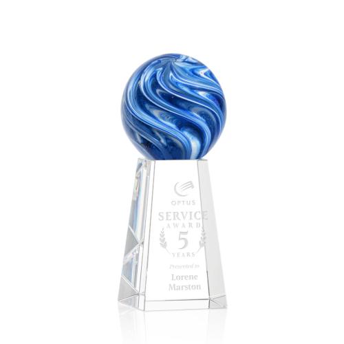 Awards and Trophies - Crystal Awards - Glass Awards - Art Glass Awards - Naples Globe on Novita Base Glass Award