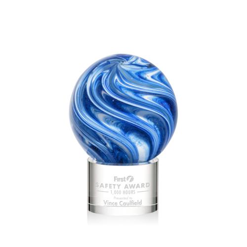 Awards and Trophies - Crystal Awards - Glass Awards - Art Glass Awards - Naples Clear on Marvel Base Globe Glass Award