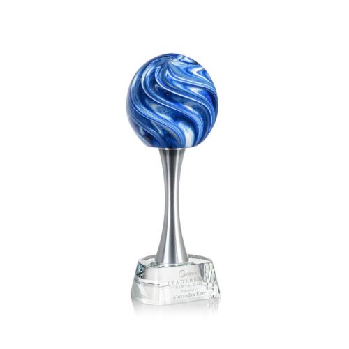 Awards and Trophies - Crystal Awards - Glass Awards - Art Glass Awards - Naples Globe on Willshire Base Glass Award